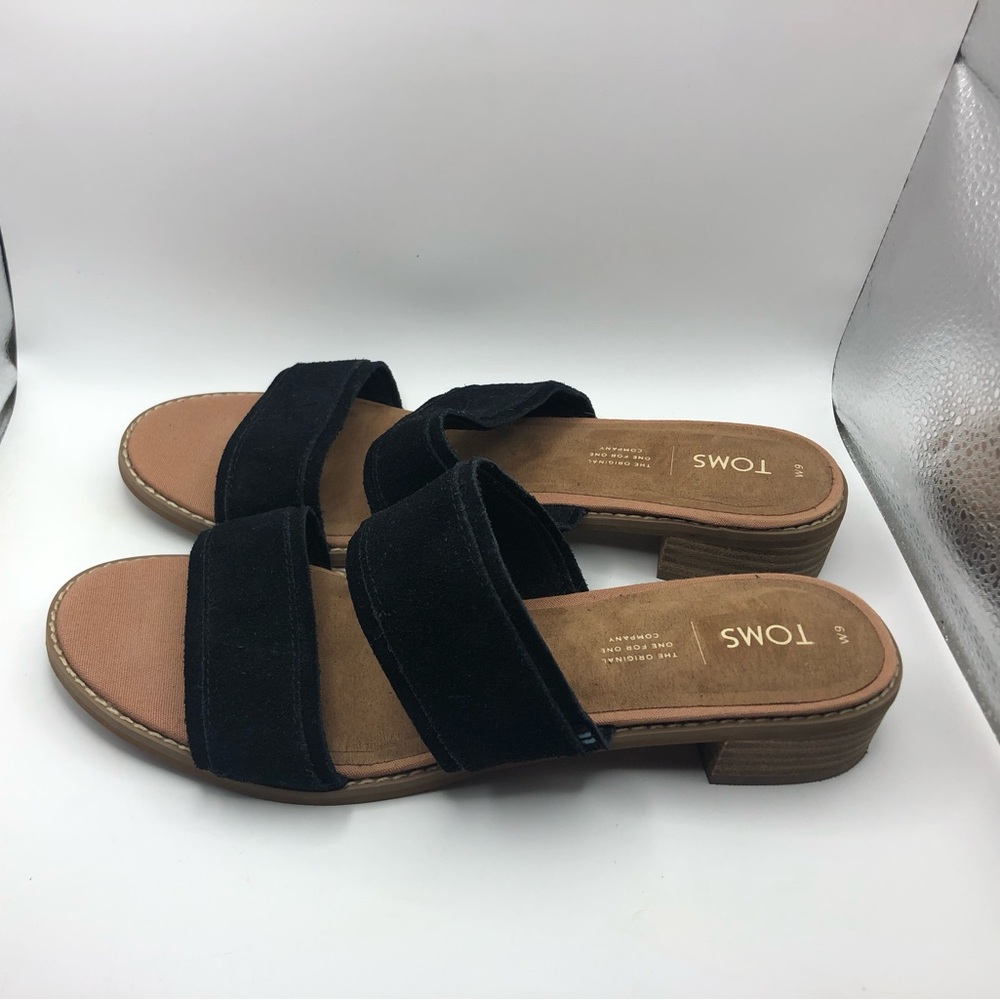 Toms Mariposa black double strap suede sandals size 9